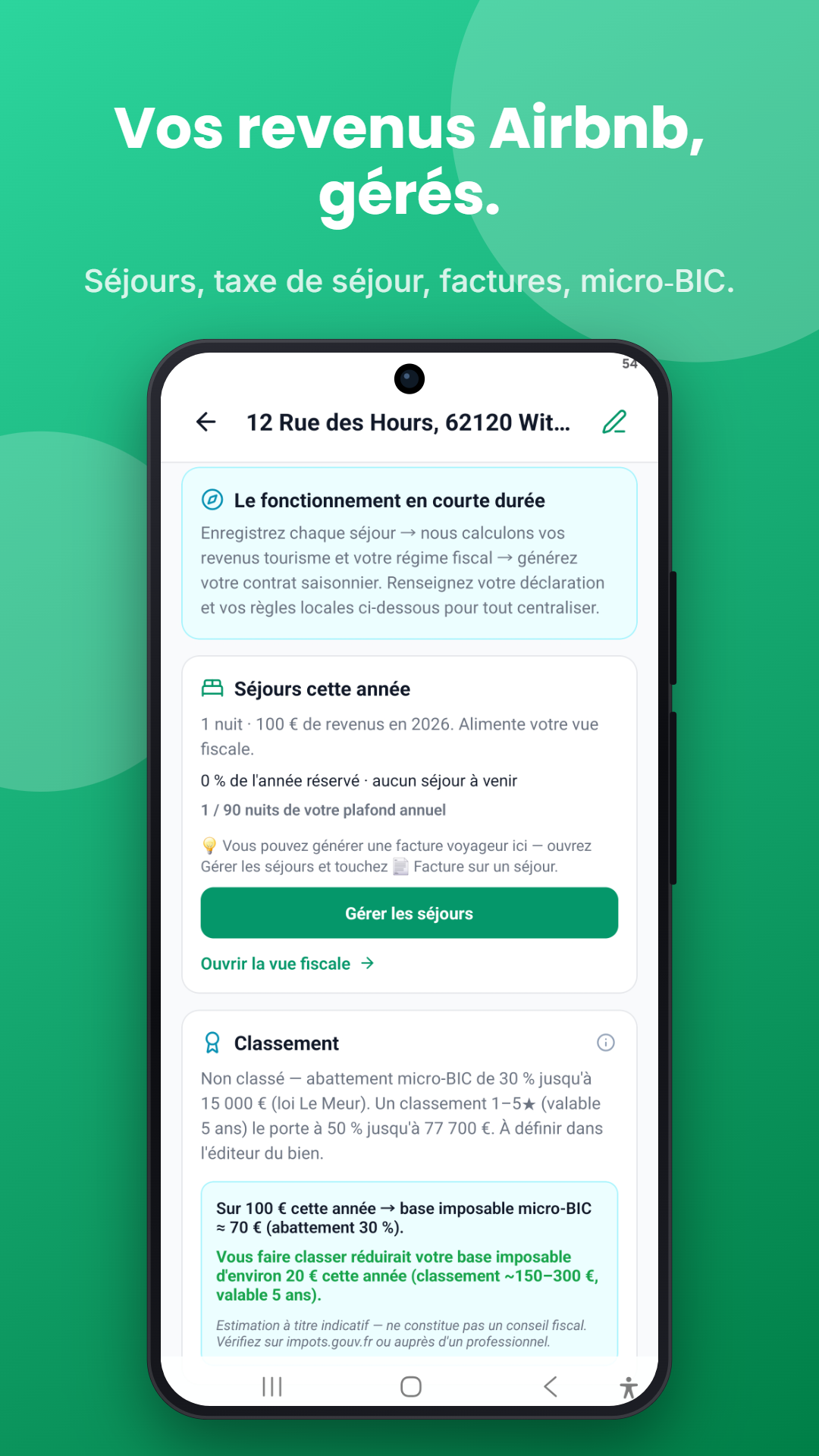 Courte durée : taxe de séjour & micro-BIC